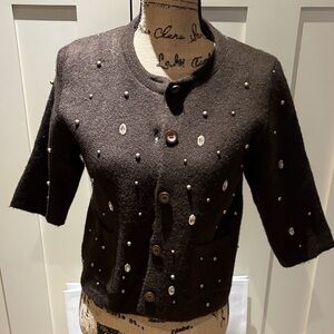 Zara Brown embellished Beaded Cardigan